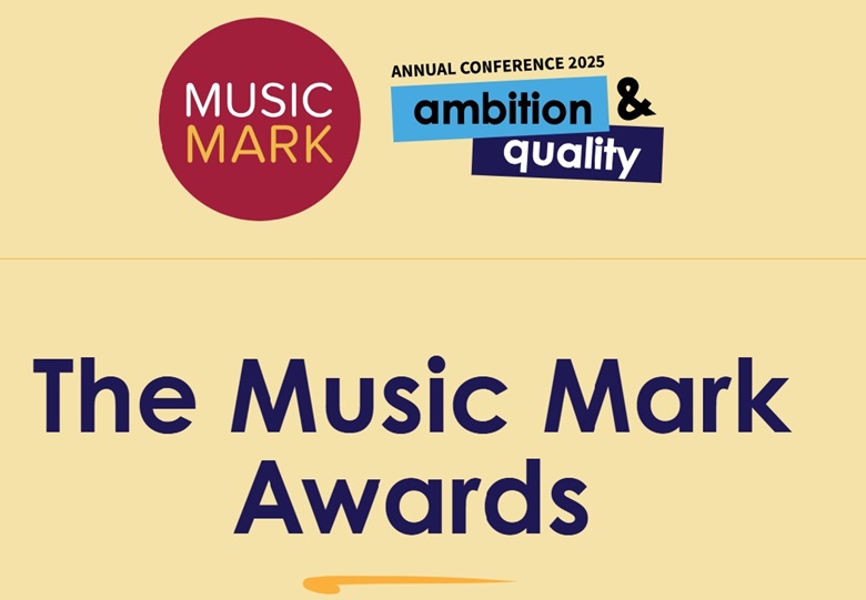 music mark logo and the words The music mark awards on a yellow background