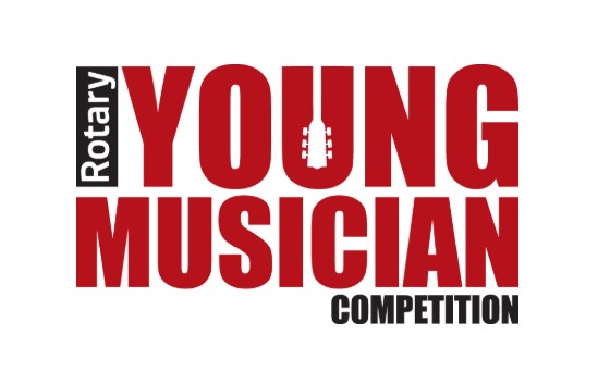 the words Rotary Young musician competition in red and black lettering
